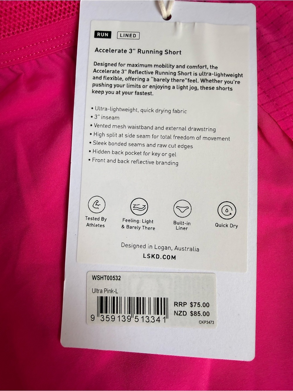 LSKD Women’s Athletic Hot Ultra Pink Running Accelerate Shorts size Large - Picture 5 of 9